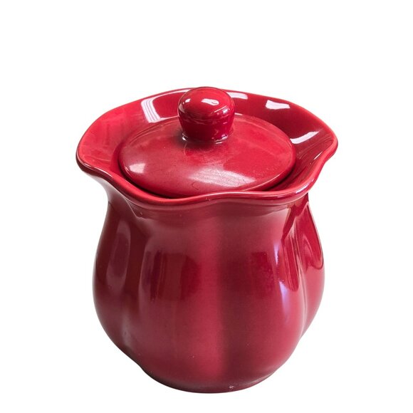Red Decorative Ceramic Jar With Lid - Picture 3 of 8